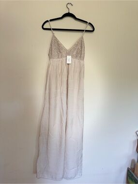 Abercrombie & Fitch Lace-Detail Maxi Dress in Light Beige